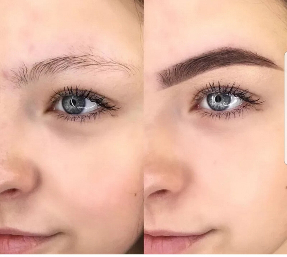 Как выглядят брови после покраски до и после