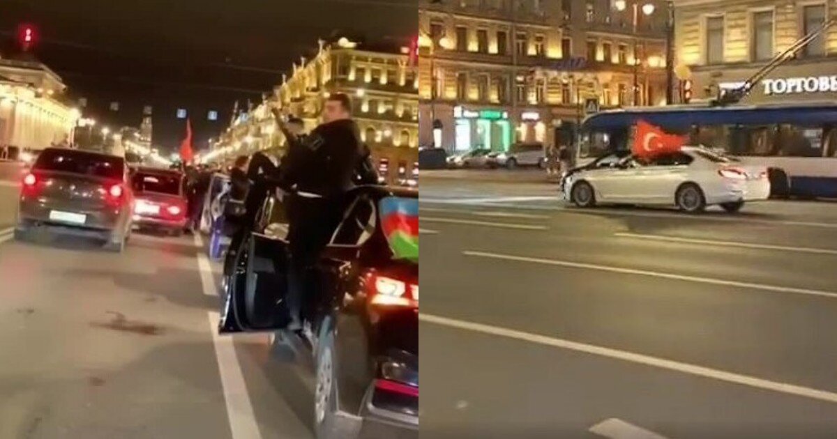 Автопробег азербайджанцев в Санкт-Петербурге