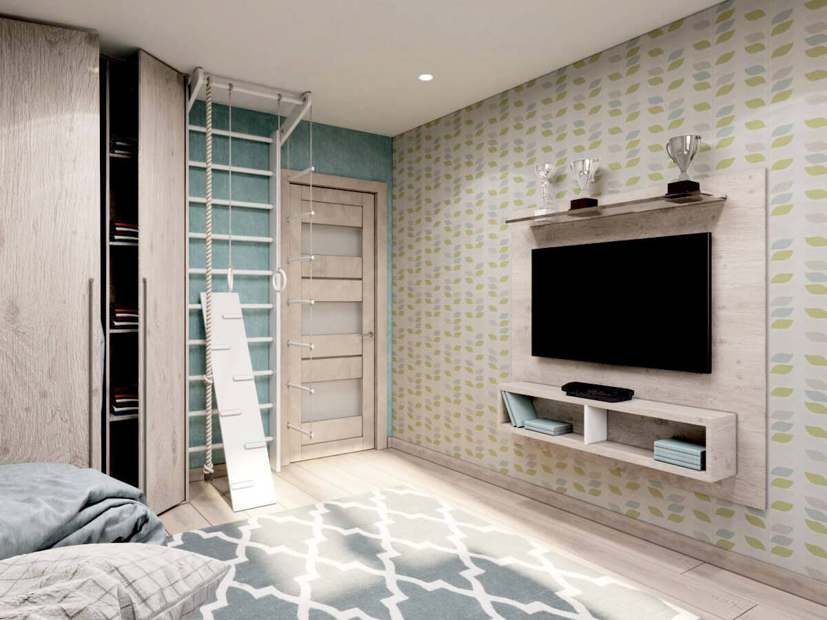 Стеновая панель с полками для телевизора