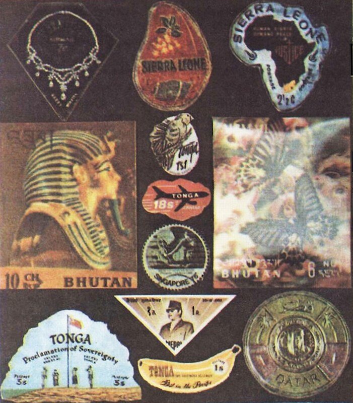 Марки нетрадиционных форм на фольге и бумаге