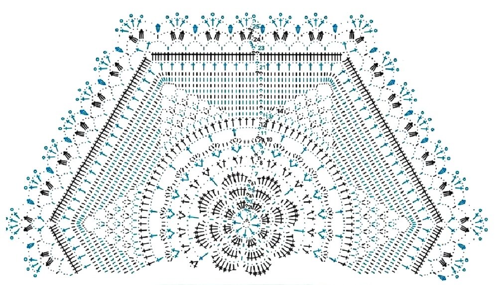 схема вязания шестиугольной салфетки из журнала Diana Robotki №4/2015
