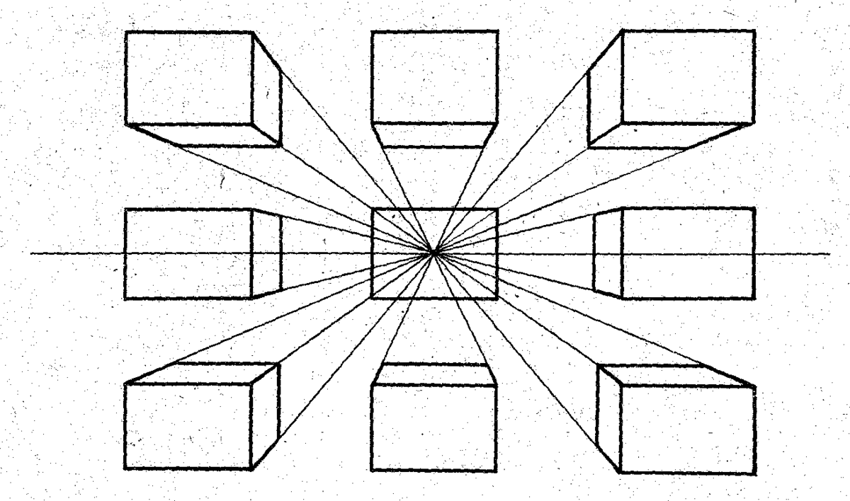 Линейные изображения на плоскости. Схема фронтальной перспективы. Линейная перспектива Куба 6 класс. Линейная перспектива геометрические фигуры. Фронтальная перспектива Куба.