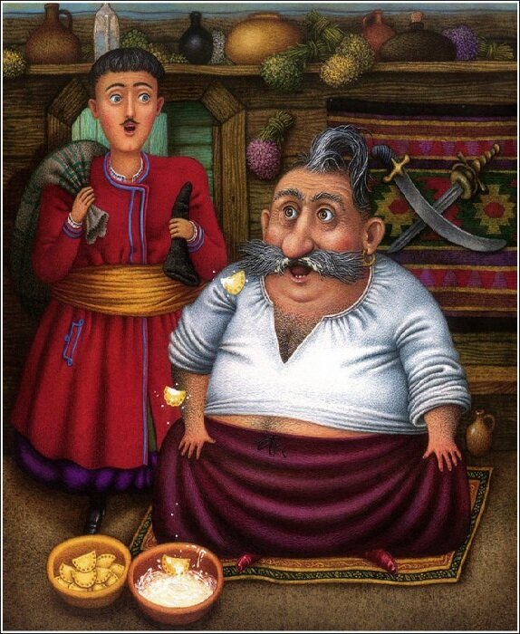 Вареники в полёте. Иллюстрация К. Лавро