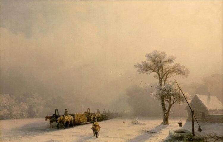 И. Айвазовский. "Зимний обоз в пути". (1857)