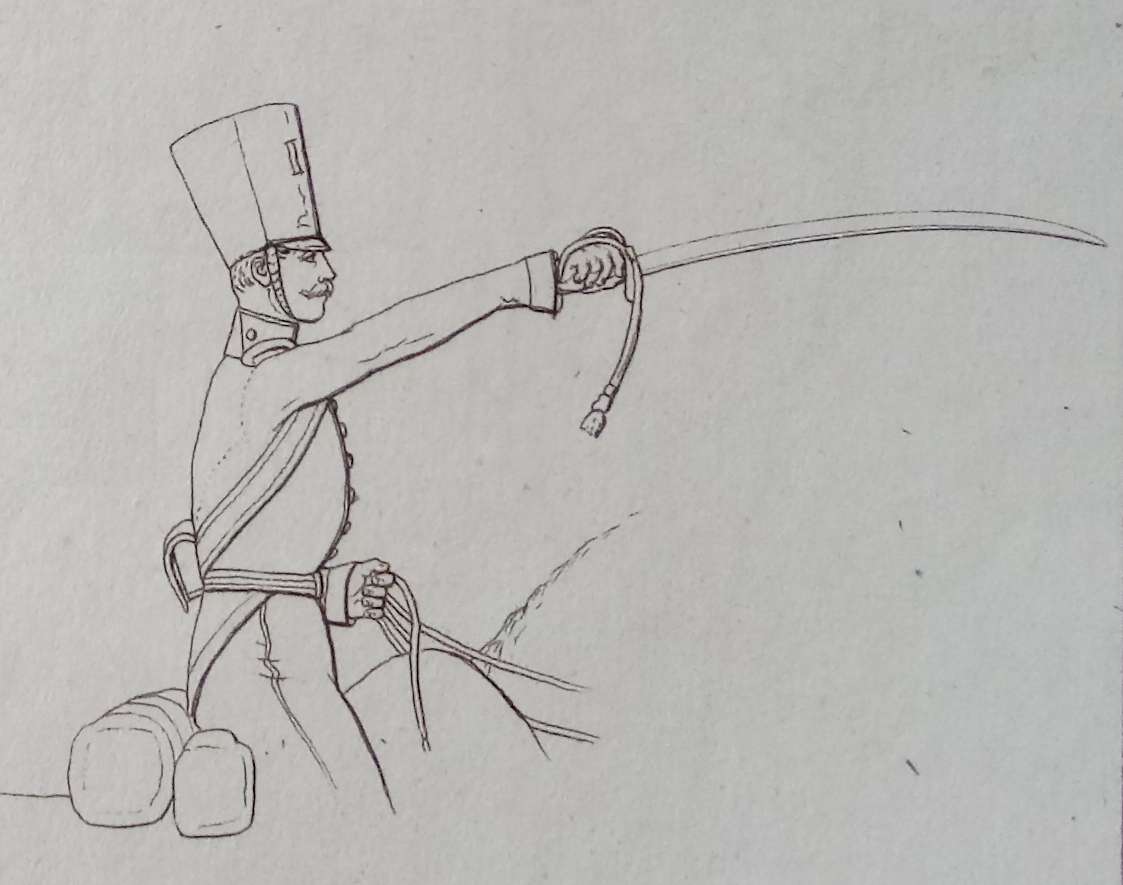 Положение "К атаке" из русского кавалерийского устава 1843 года.