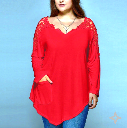 Размеры этой блузки от XL до 7XL.