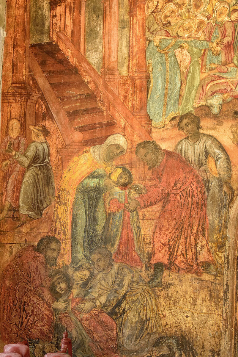 Убийство царевича Димитрия. Фреска в церкви Димитрия на крови в Угличе