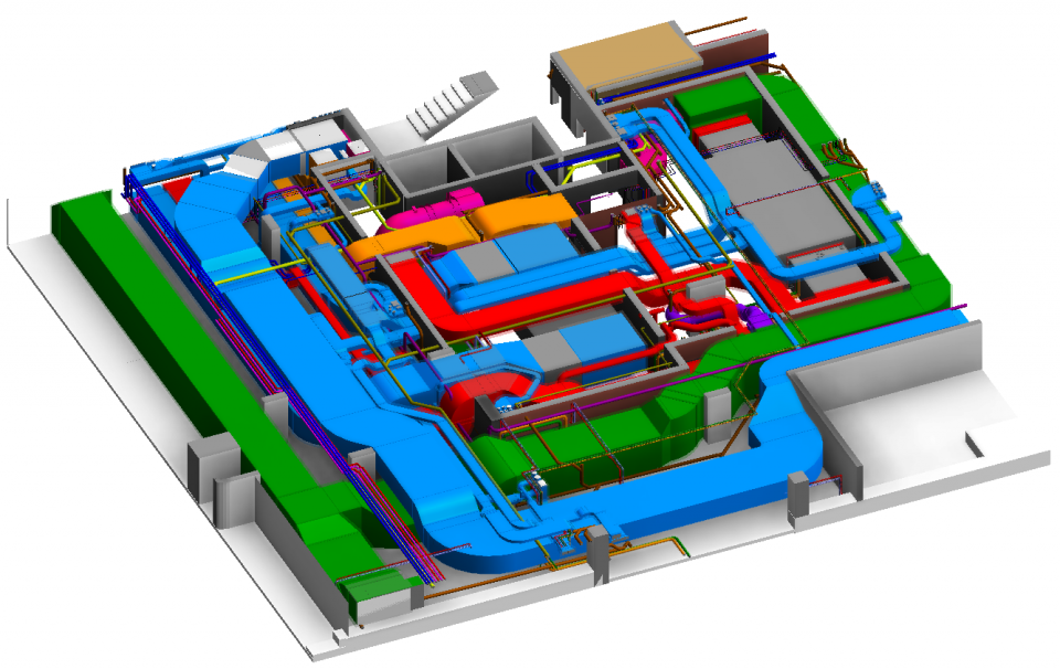 3D модель малой части технического этажа жилого дома