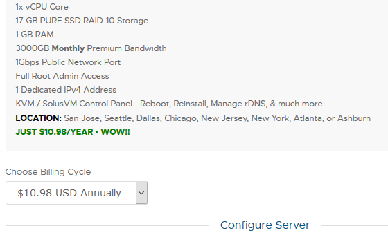 Так выглядит мой заказ у американского хостера.