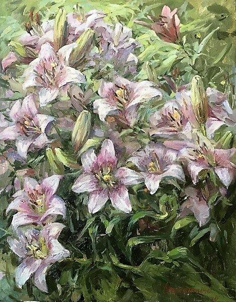 Ольшанников В.А., «Лилии», 2021, холст, масло, 50 x 40 см