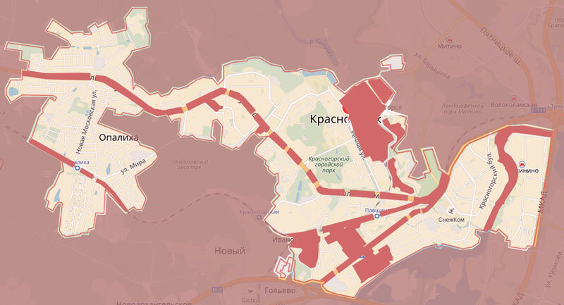 Карта красногорска московской области с районами