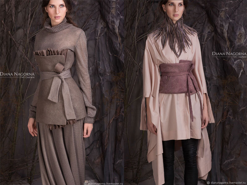 Пояса дизайнера Дианы Нагорной из шерсти, выполненные в технике валяния (Ярмарка мастеров)