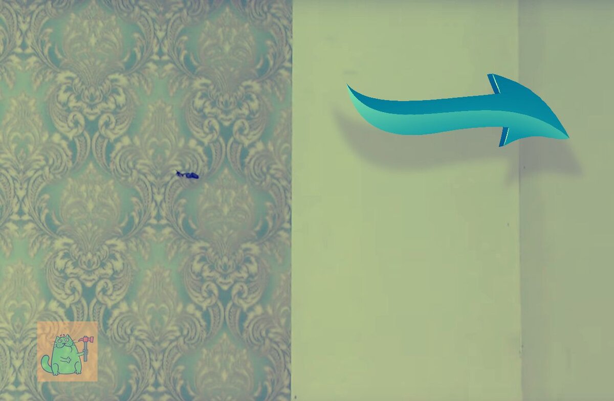 Обои клеим, стыкуя каждую новую полосу с предыдущей. Подходим к внутреннему углу.