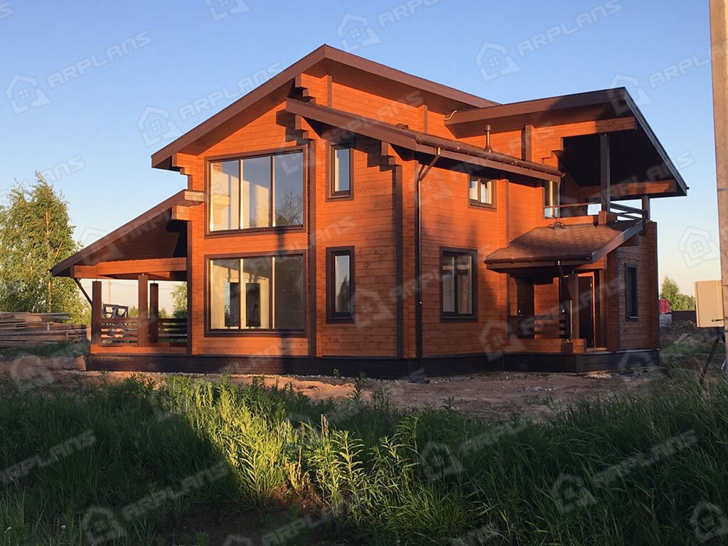 Фото построенного дома из бруса по проекту ДС-113