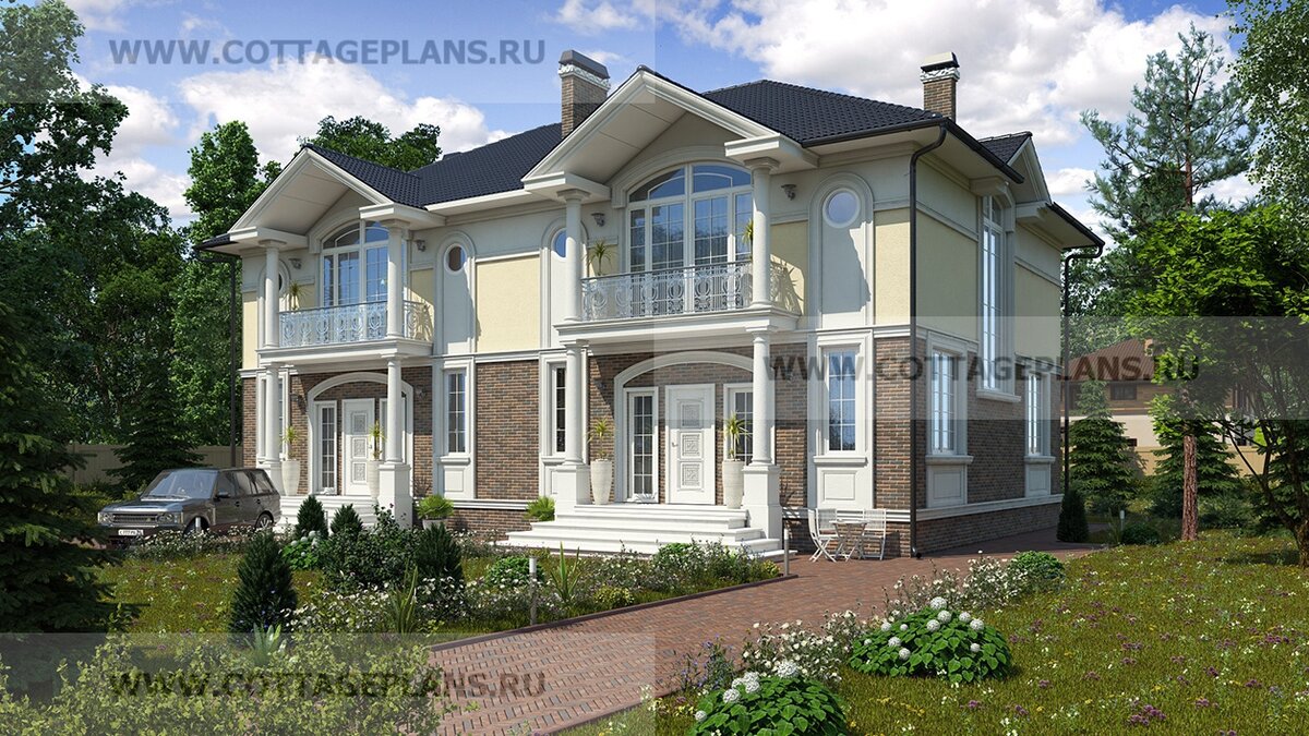 Главный фасад дома. Источник фото: https://www.cottageplans.ru