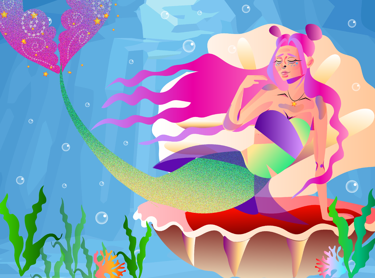 Кристал отдыхает на волшебной ракушке