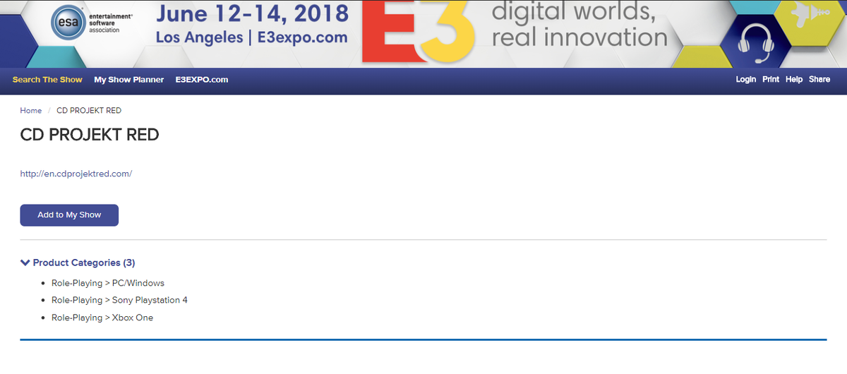 CD Project RED на E3 2018