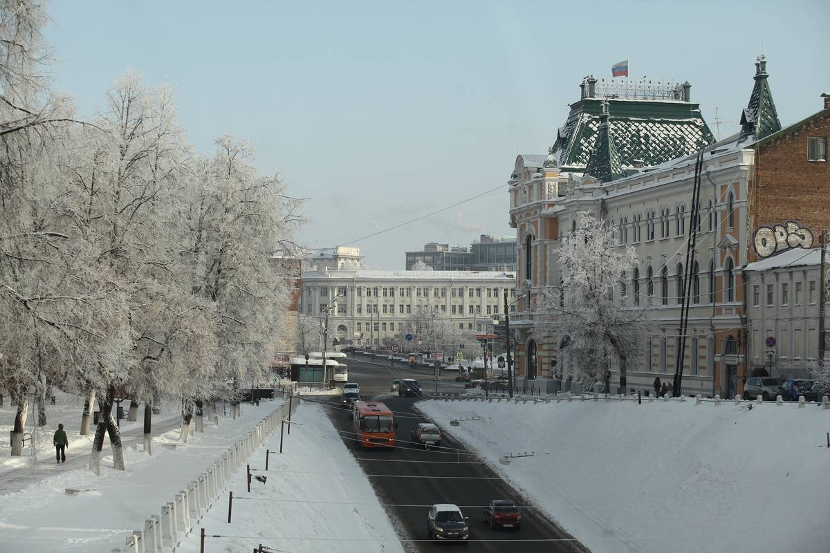 Набережная нижнего новгорода зимой