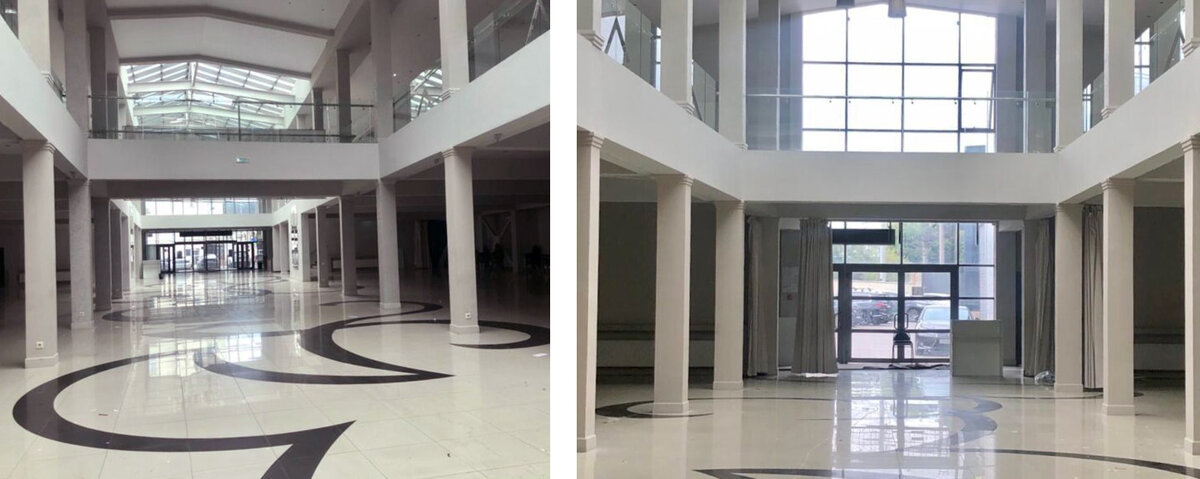 Классная галерея-атриум со стеклянным потолком. Коллаж из фото с сайта "Формула рукоделия". Идти до нее совсем недалеко - на этой площадке уже проходили выставки (2016-2017гг), поэтому площадка мне хорошо знакома. 