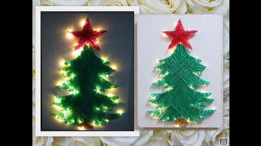 DIY🌲Стринг-арт🌲Декор дома на Новый год🌲Картина елочка из гвоздей и ниток🌲Новогодние украшения