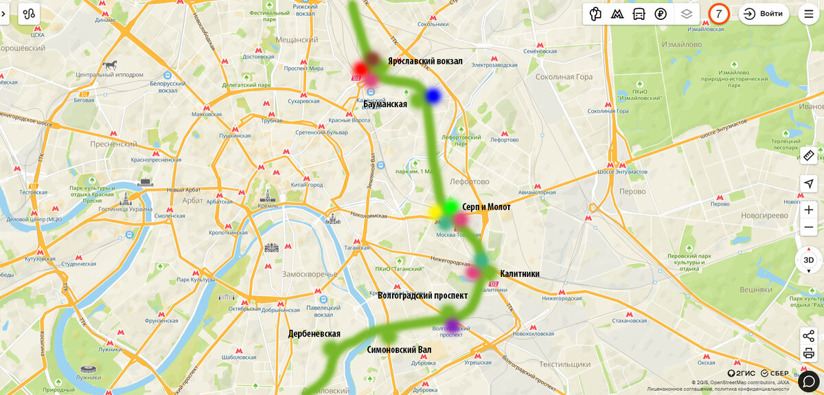 Центральный участок, проходящий через тоннель и Симононовскую ветку.