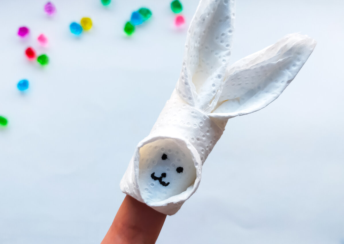 Оригами кролик из салфетки