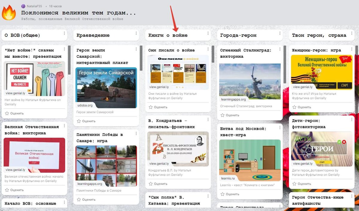 Работы собраны на доске Padlet