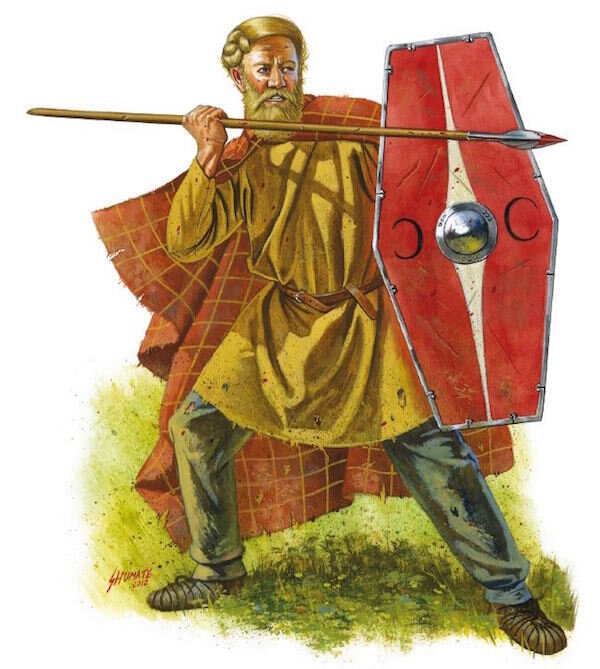 Воин-германец, возможно, узипет. Рисунок Джонни Шумейта.