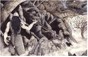 Турамбар и Глаурунг. Автор: Elfwood.