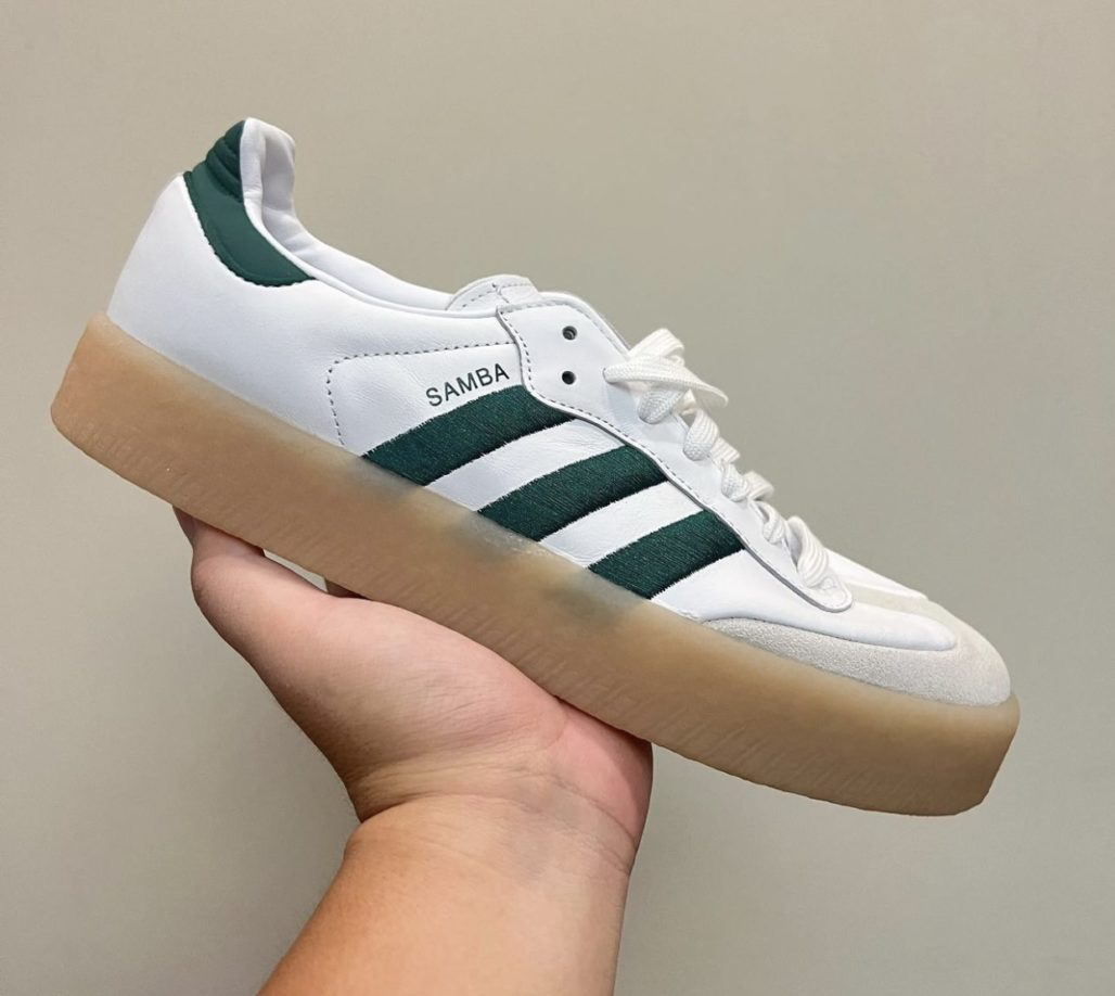 White and green store sambas