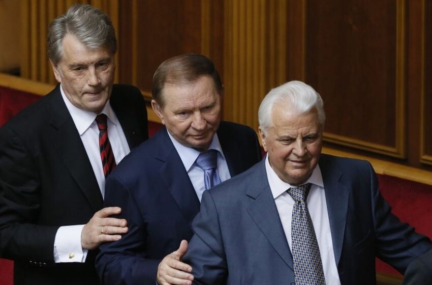 Слева направо: Виктор Ющенко, Леонид Кучма, Леонид Кравчук 