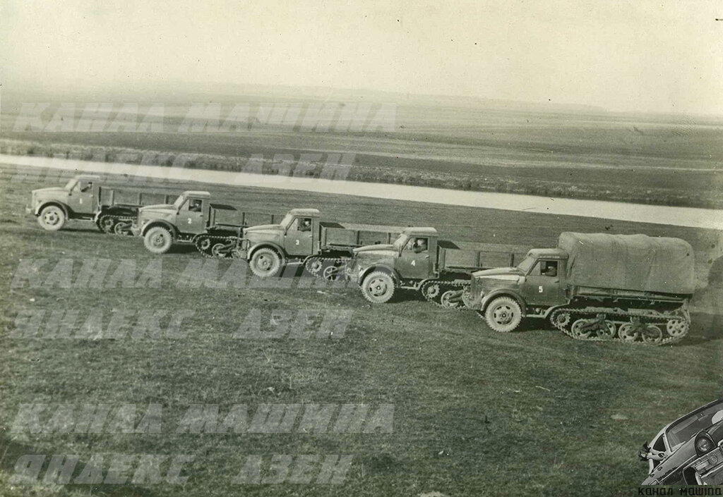 Партия грузовиков ГАЗ-НИИАП-1, оборудованных гусеничными тележками типа Ford