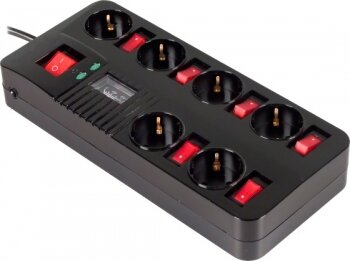        Сетевой фильтр с возможностью индивидуального отключения розеток и встроенным вольтметром.