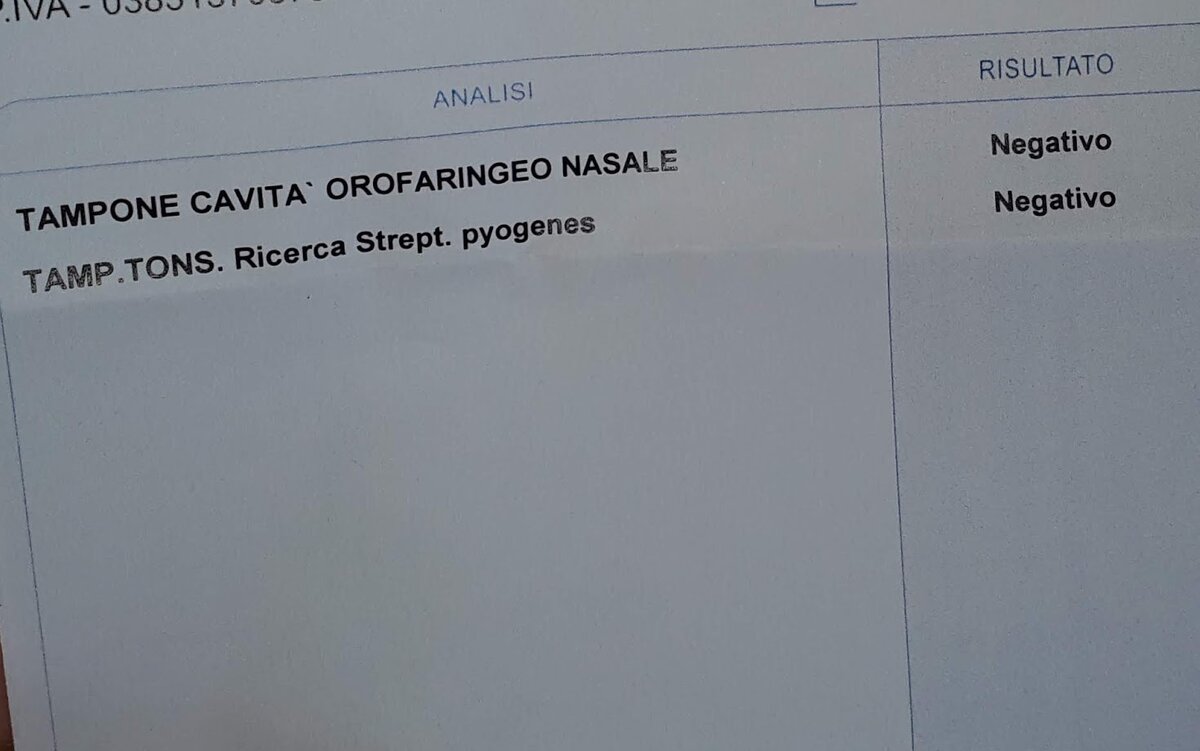 Результаты мазка из горла. Стрептококка и вообще патогенной флоры не обнаружено