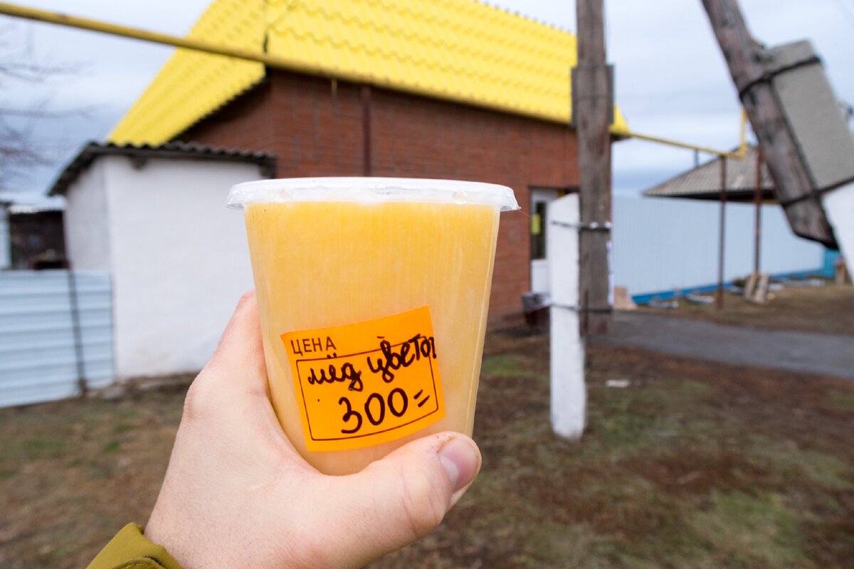 Дегустируем местный мёд, который купили в деревне Мордвиновка