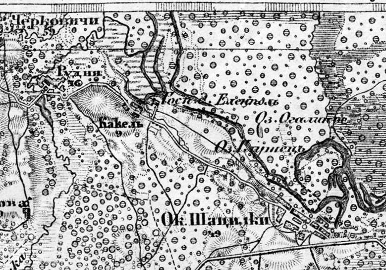 Мапа Расійскай імперыі 1866 года, трохвярстоўка, на якой можна пабачыць Яленполь (маёнтак, гаспадарскі двор, сядзіба).