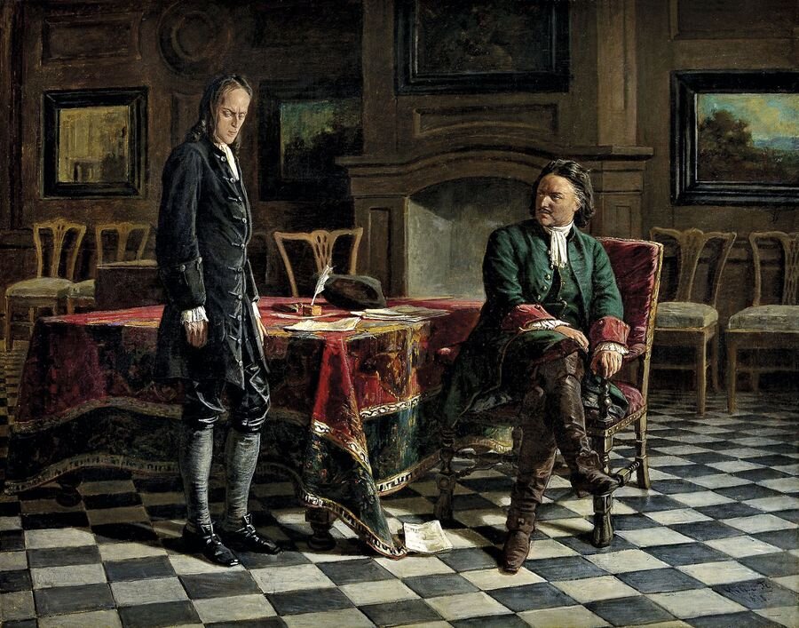 Ге Н. Пётр I допрашивает царевича Алексея Петровича в Петергофе. 1871.