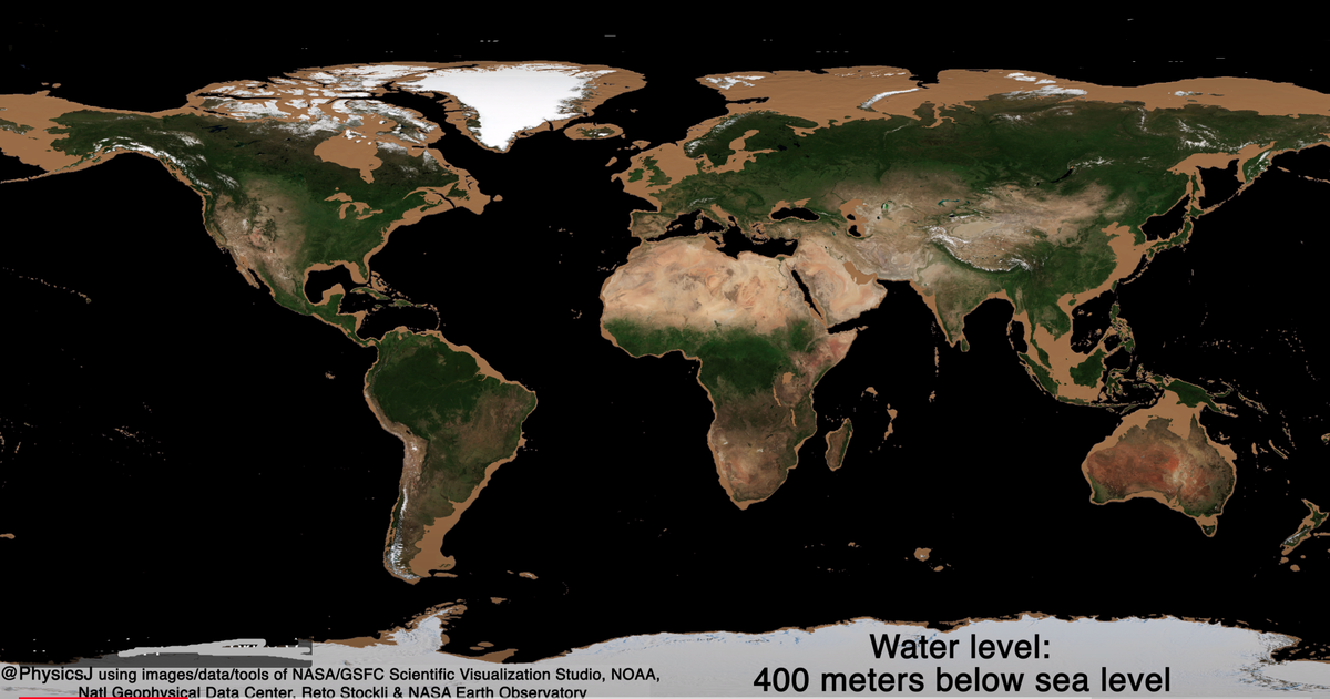 Падение уровня океана на 400 метров