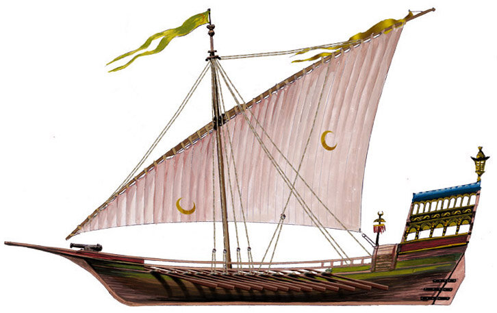                                                                     Макет османской галеры 17 века.