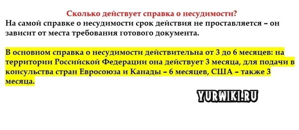 Сколько действует справка об отсутствии или наличии судимости, сроки ...