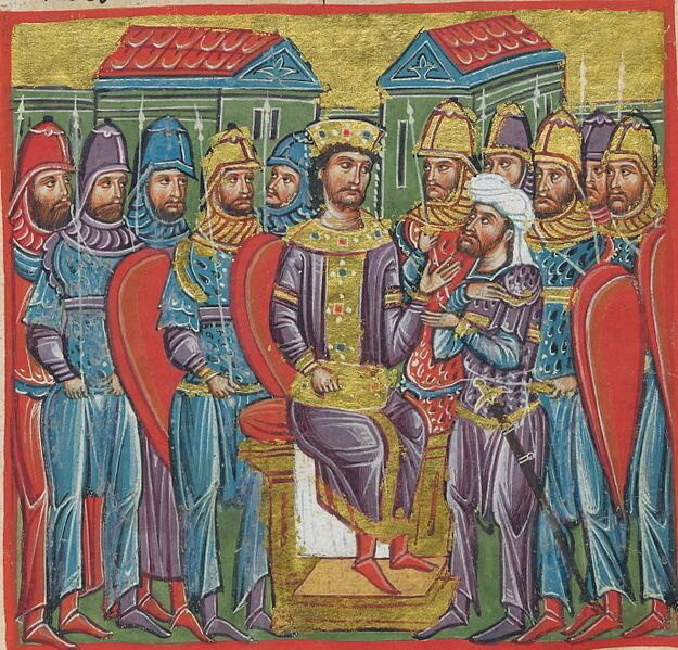 Византийский император в окружении гвардейцев.