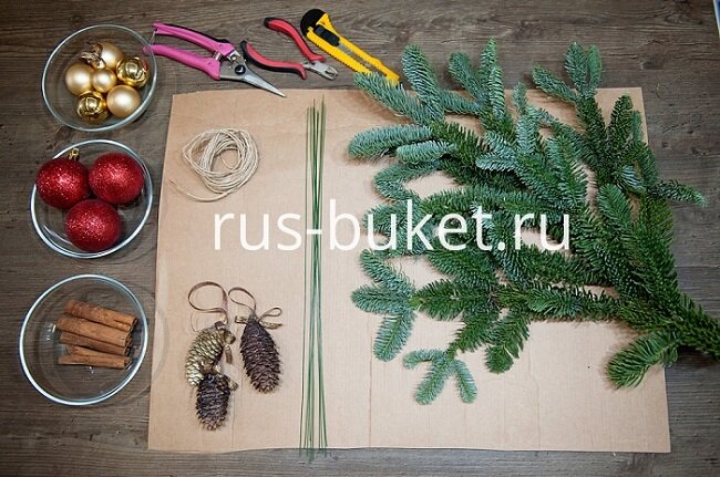 TUTORIAL Сhristmas wreath | МК Новогодний венок из шишек