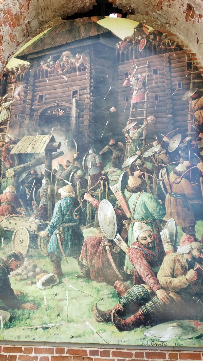 Фрагмент картины о нападении на город в 1237 году.