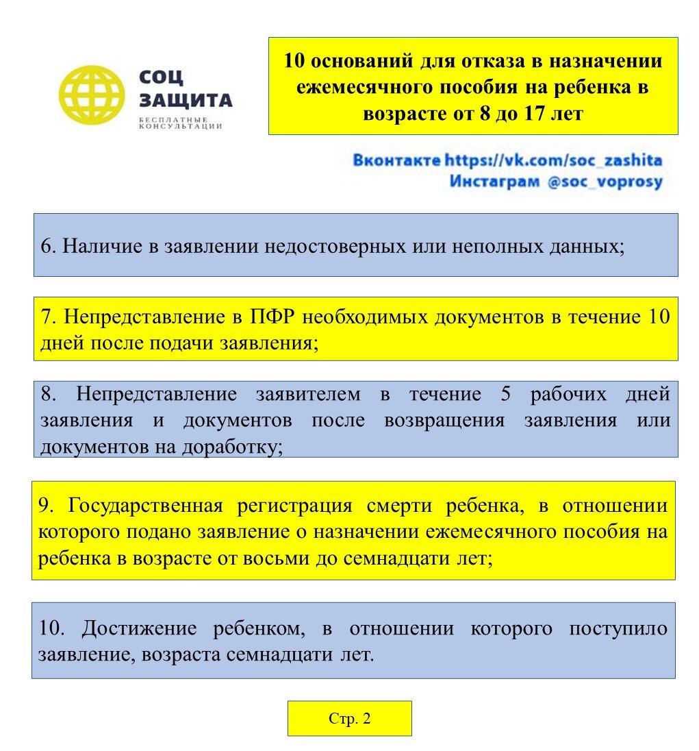 Что делать, если Вам отказали в назначении ежемесячного пособия на детей от  8 до 17 лет | Соцзащита | Дзен