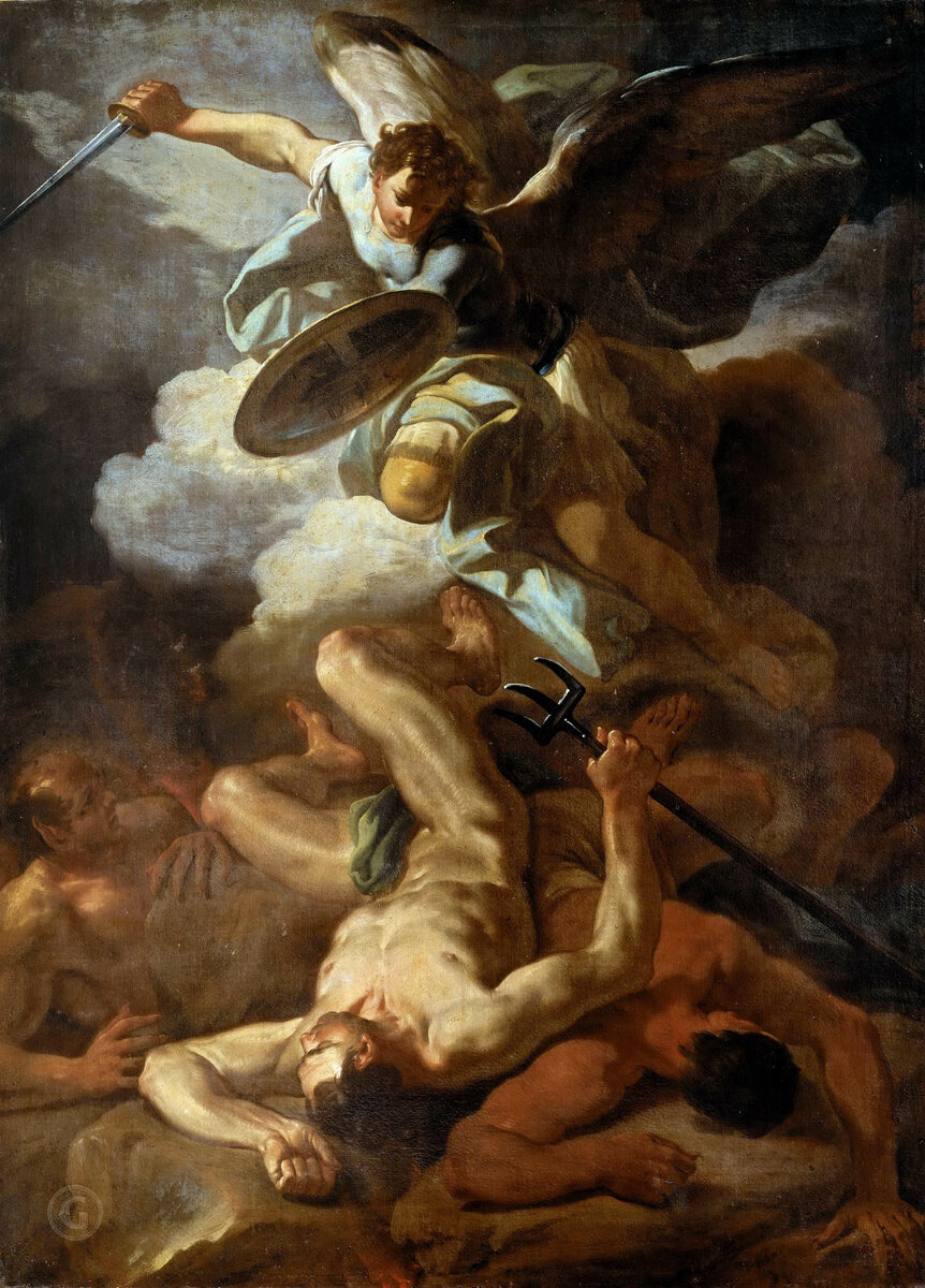 то самое ниспровержение , хотя есть вопросы ,что это за индивиды с Люцифером . Но подпись гласит что мы все понимаем верно . Да к тому же видел вариант где только одно тело на земле 