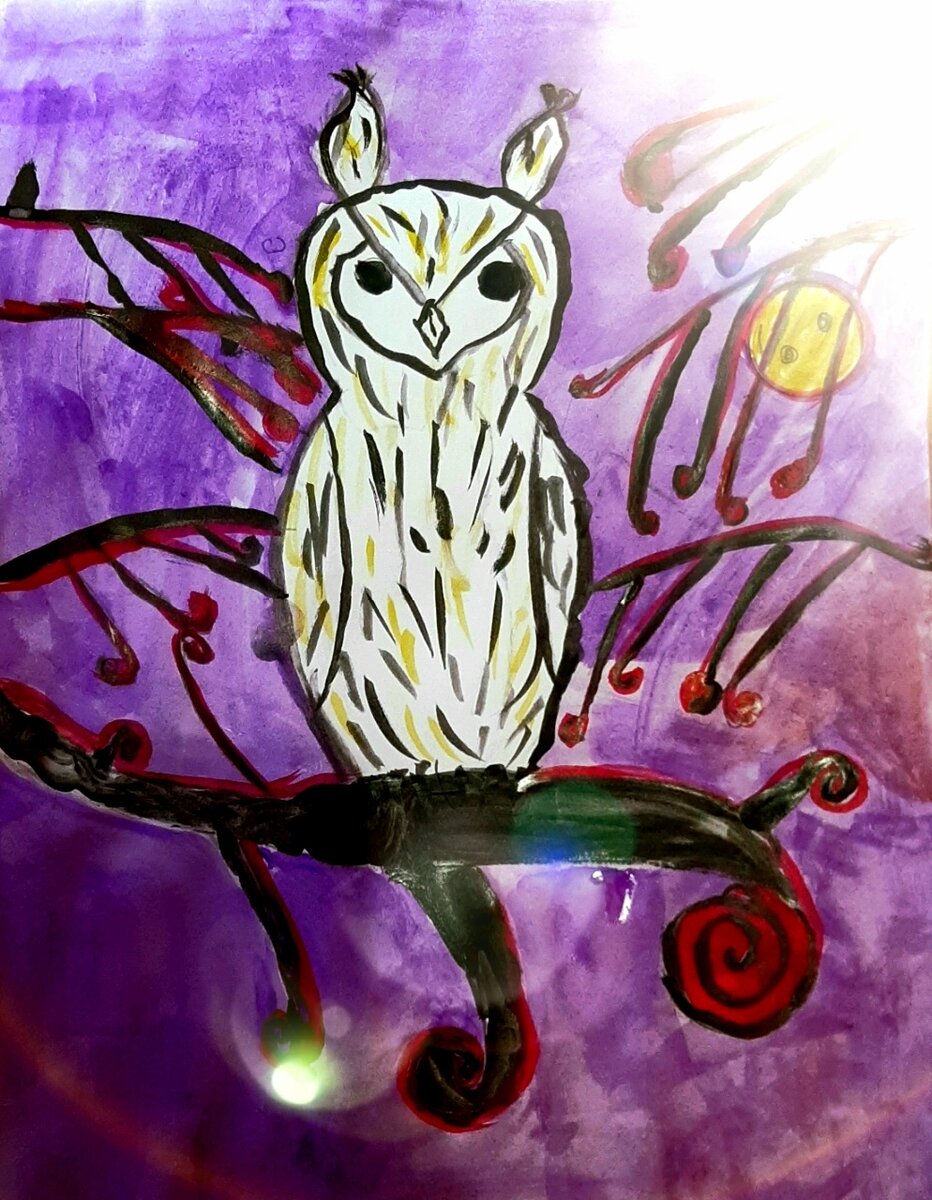 Сова (рисунок сына автора канала)