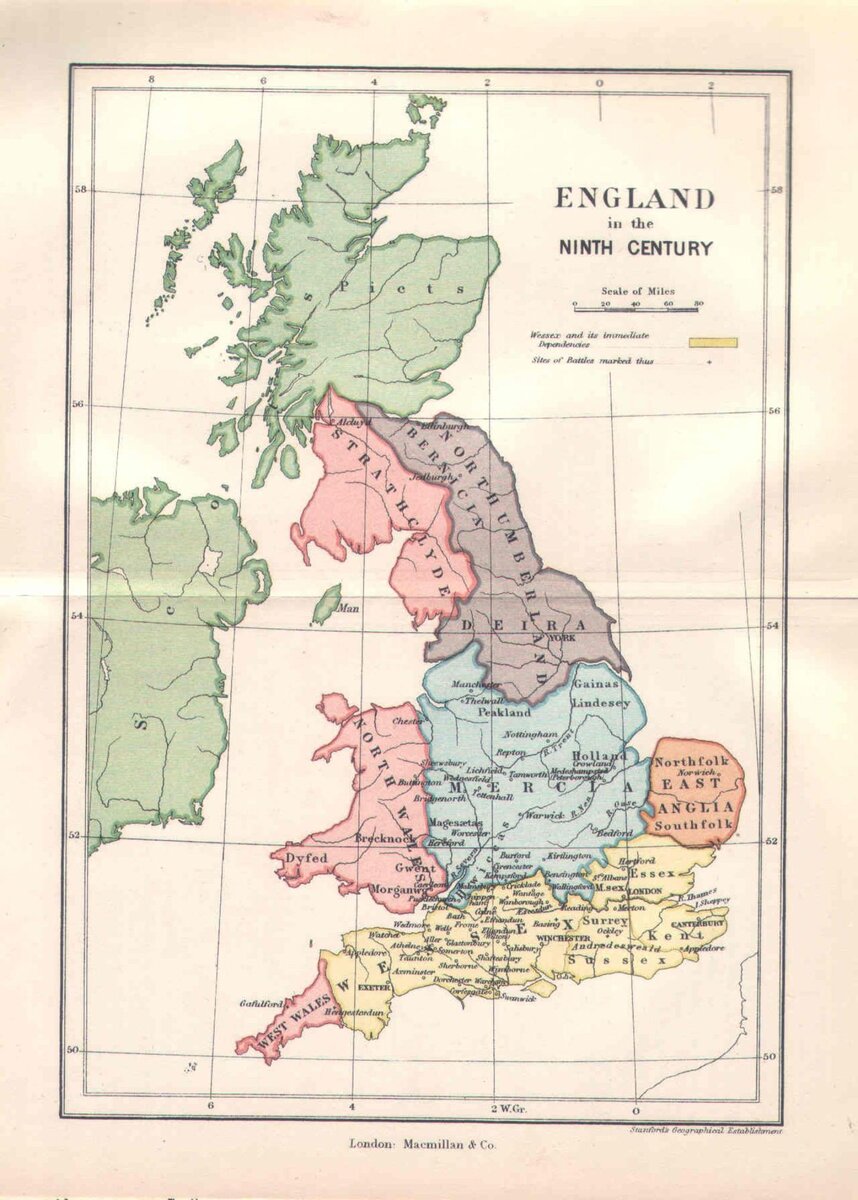 Британские острова в IX веке. Источник: pinterest.com