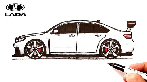 Как нарисовать машину Лада Приора поэтапно карандашом | Автогонки, Дети искусство арт, Стикер-арт