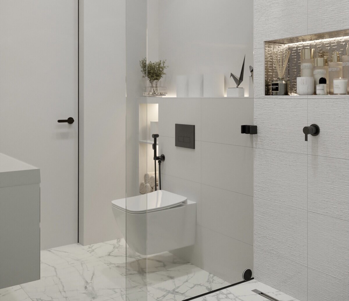 Дизайн санузла в светлых оттенках. Дизайн АрхиКомфорт