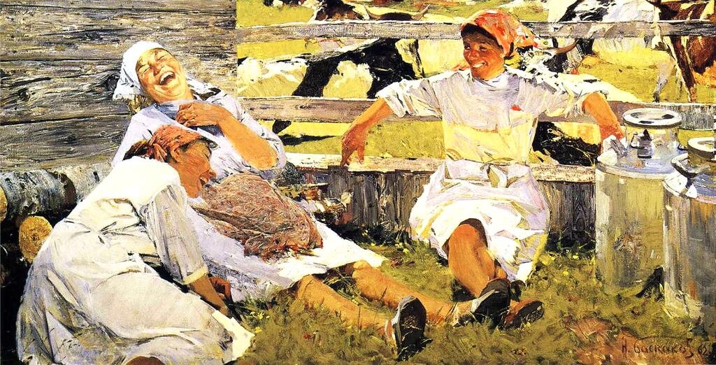 1. Картина художника Баскакова Николая Николаевича  / 1918 — 1993 / Доярки /  1962 год
